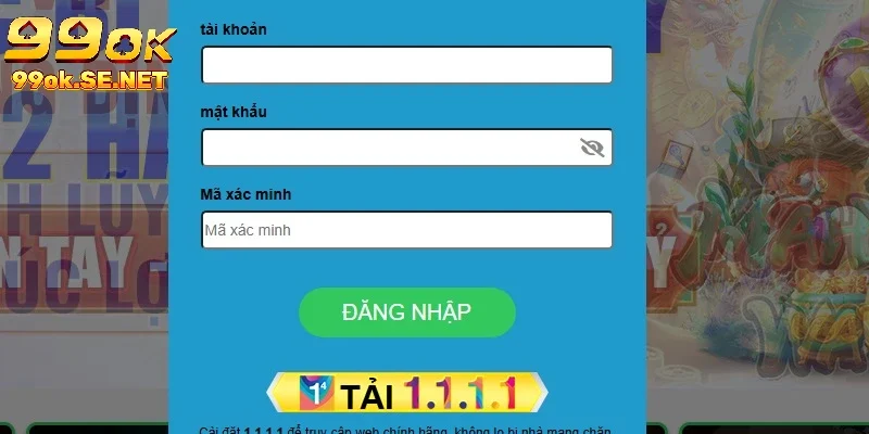 Điền thông tin đăng nhập 99ok